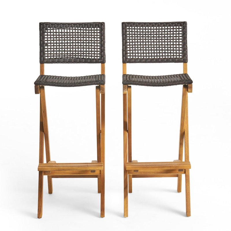 Tabouret de bar pliant en bois d'acacia 31,5 po Kaylor, Teck