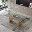 Table de salle à manger extensible de 63 à 94,5 po Subrati avec plateau en pierre frittée et base en acier inoxydable pour 8-10 po-450970234-447848442