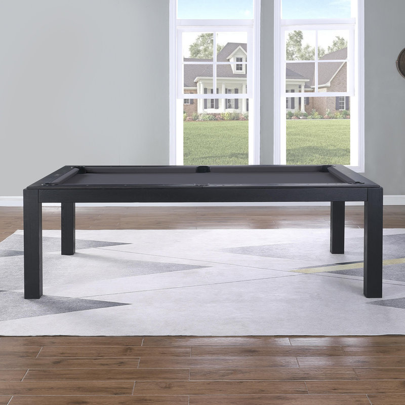 Table de billard en ardoise avec plateau de salle à manger Olivia, Gris anthracite, Remise en plastique l 8 pi, Noir rétro
