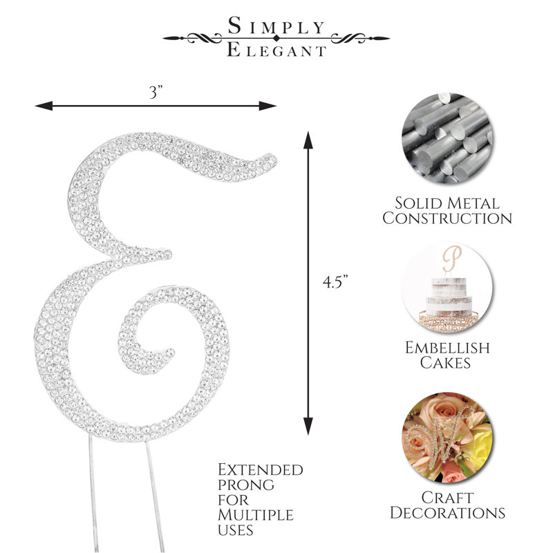 Surmatelas à gâteau "e" rhinestone, Argent