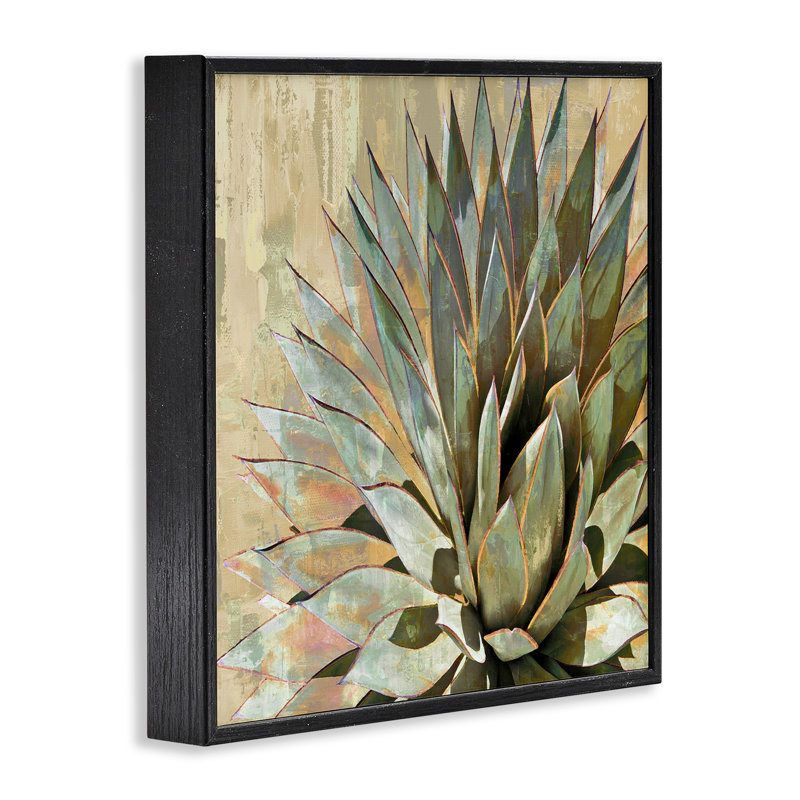 «Green», botanique, plante grasse, feuilles d'agave surdimensionnées, art numérique sur toile par Lindsay Benson