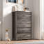 Ensemble de chambre à coucher 4 pièces, lit en bois avec tête de rangement et station de charge, 2 tables de chevet avec 2 tiroirs, 1 commode avec 5 tiroirs-556674501