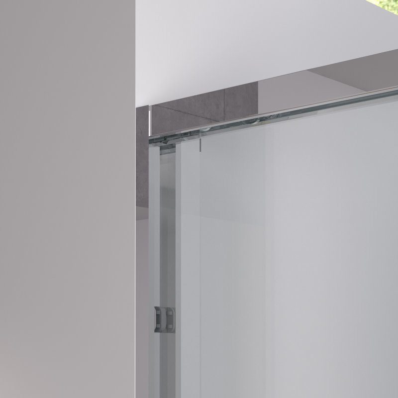44 - 48"X76" Bathroom Sliding Door With Hardware, 1/4"  6Mm  Clear Tempered Glass, Aluminum Frame, Safe And Design, Strong Packaging
