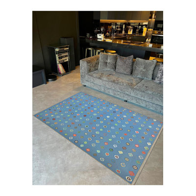Tapis décoratif multicolore lavable à pois multicolores