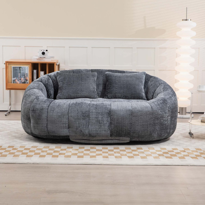 Canny Upholstered Boneless Compression Reception Loveseat, Gray, 24.8" H x 55" W x 37.4" D
