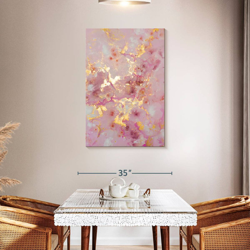 Avery rosé et or abstrait, H 45 po x l 30 po