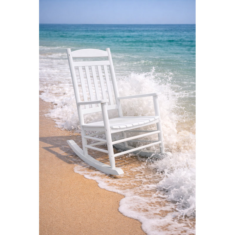 Chaise berçante d'extérieur en bois de peuplier blanc Solari, Blanc