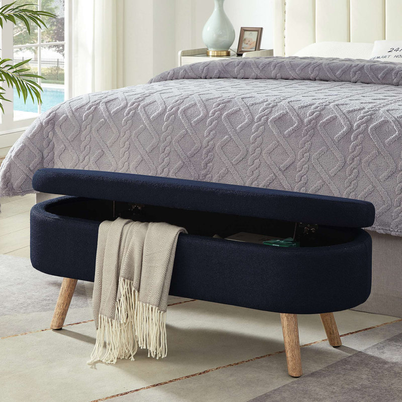 Banc de rangement avec repose-pieds ovale Luxury, Marine