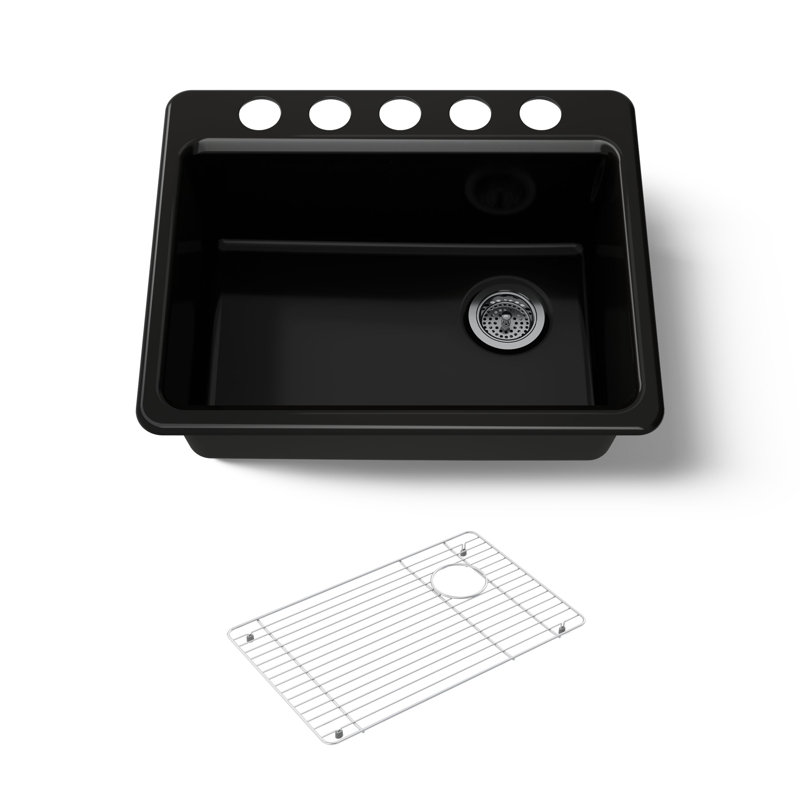 Riverby 27" Undermount Single-Bowl Workstation Kitchen Sink, Black