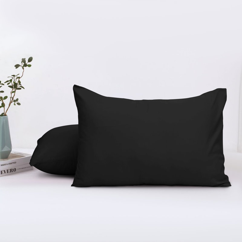 Brushed Microfiber Plain 100% Polyester Standard Size Pillowcase/Cover, Black