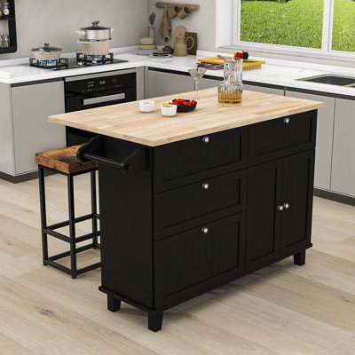 Kitchen Island Set With Drop Leaf And 2 Seatings by Red Barrel Studio