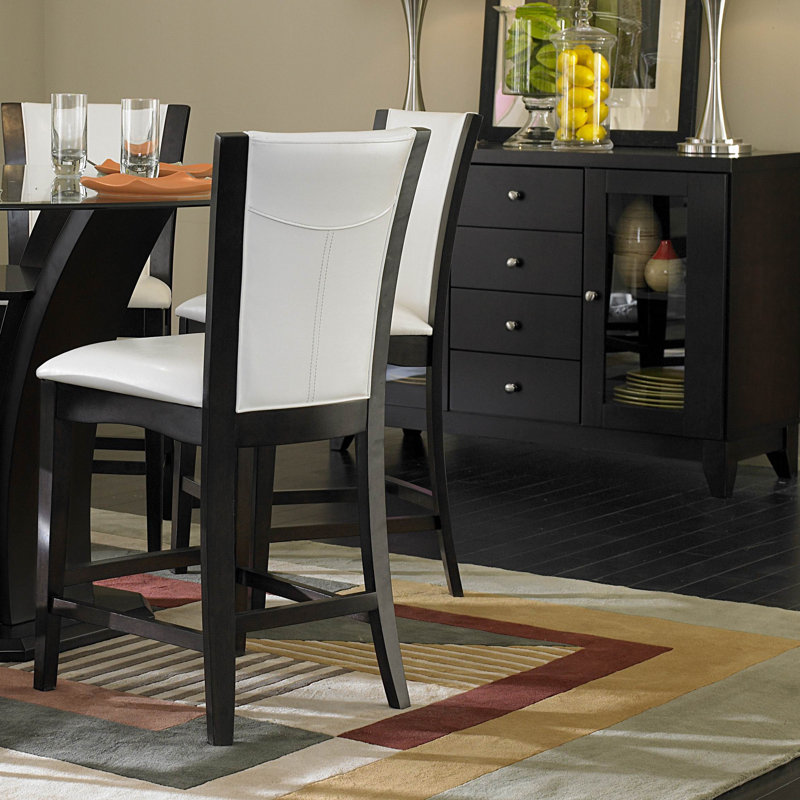 Upholstered Counter Stool with Solid Wood Frame, White