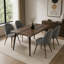 Ensemble de salle à manger 5 pièces moderne en noyer de 63 po avec 4 chaises rembourrées grises-133283156