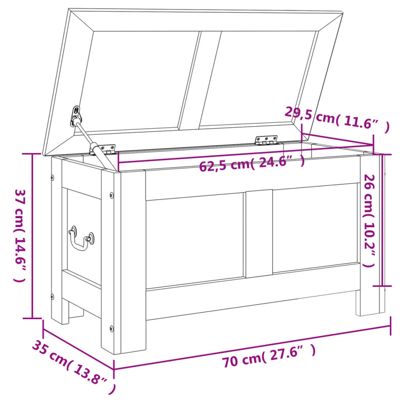 Piece Camp Trunk / Footlocker, 37cm H x 70cm W x 35cm D, Brown/White