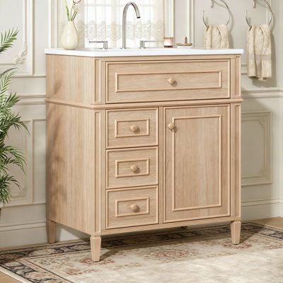 Meuble-lavabo simple 30 po avec lavabo, armoire de salle de bain moderne avec tiroir rabattable 30 po