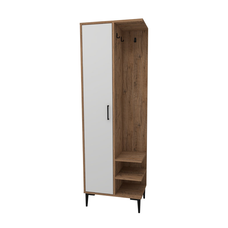Anabal 60 cm W Hall Tree with Shoe Storage, Atlantic Pine/White