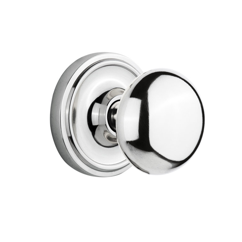 Bouton de porte mortaise intérieur new york avec rosette classic, Chrome brillant