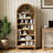 71" Arched 7-Tier Bookcase - Adjustable Shelves Farmhouse Bookshelf for Home Office Living Room, Natural-761523128