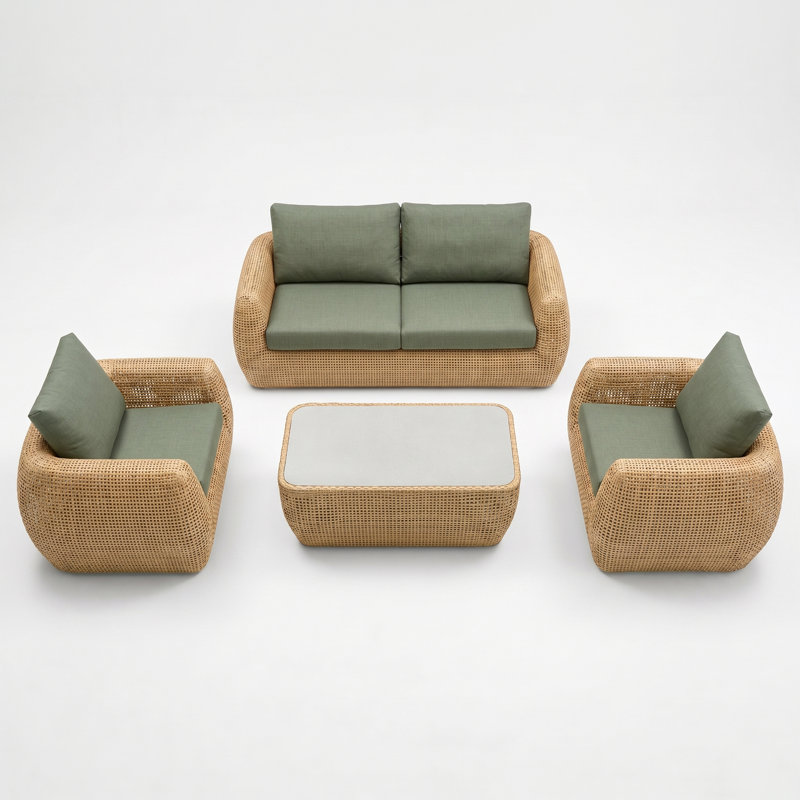 Sydney 4-Piece Sunbrella® Outdoor Patio Seating Set - Canvas Oasis, Canvas Oasis