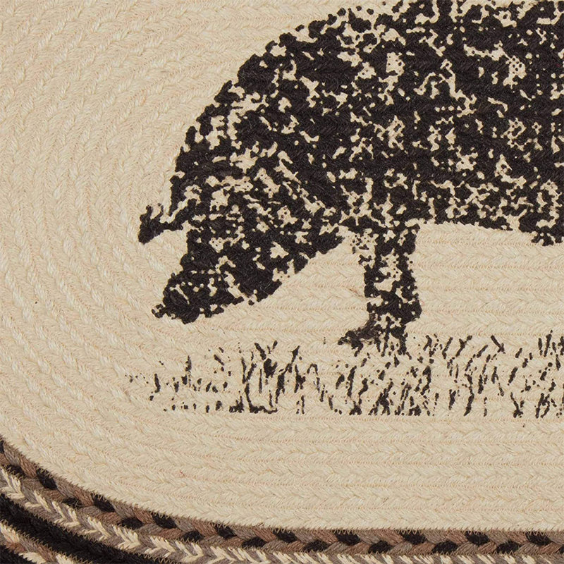 Hinderliter Cotton White/Asphalt/Gray Taupe Area Rug, Oval 1'8" x 2'6"