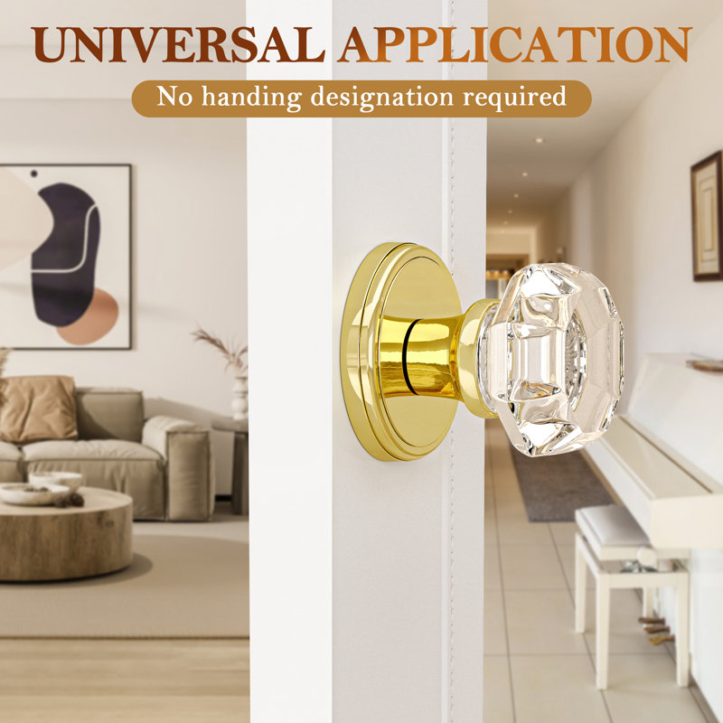 Bouton de porte double Retro Elegant Series, Laiton poli
