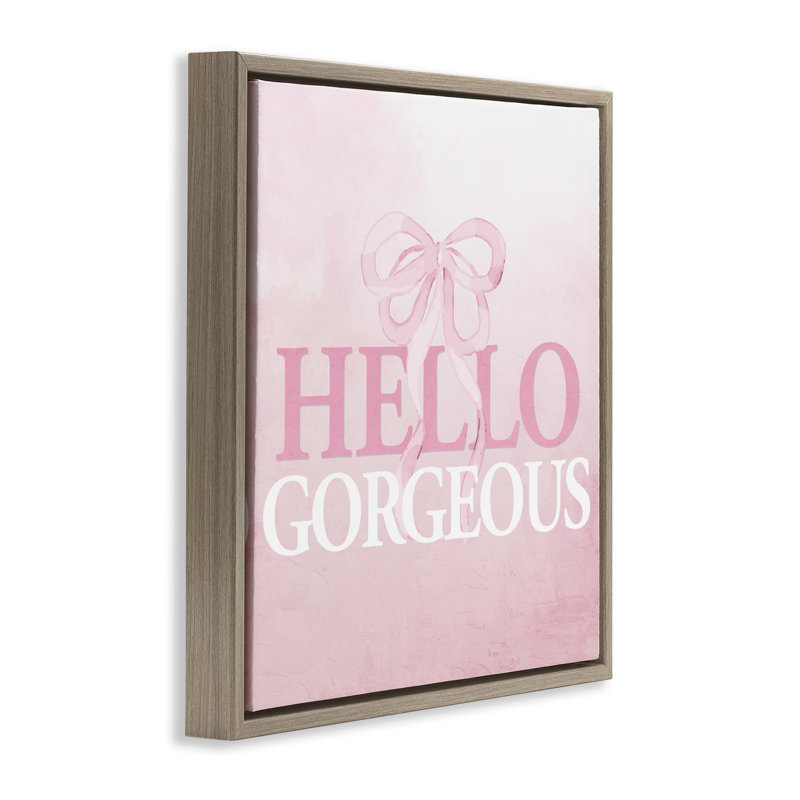 Cadre flottant féminin «Hello Gorgeous», conception de Kim Allen, H 18 po x l 18 po, Cadre flottant orme Montalcino