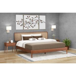 (incomplete) Lupin Solid Wood Bed Frame with Headboard and Silent Slats, 1000 lbs Capacity Bed Frame