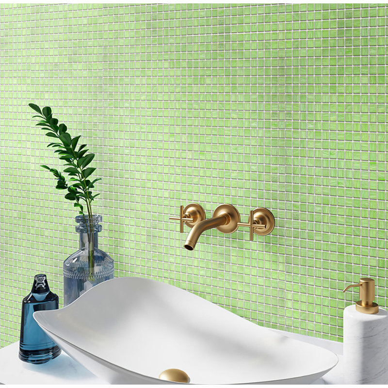 Celestial 0.8" x 0.8" Glass Grid Mosaic Wall & Floor Tile, Blue-Green