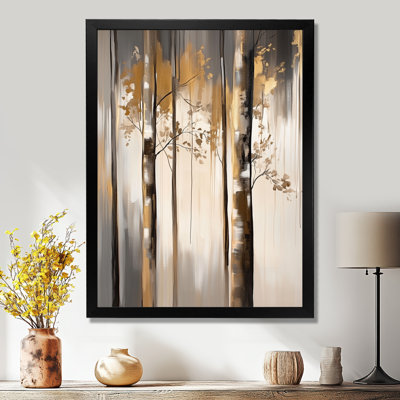 Silver Birch Morning II - Beige Woodland Picture Framed Wall Art