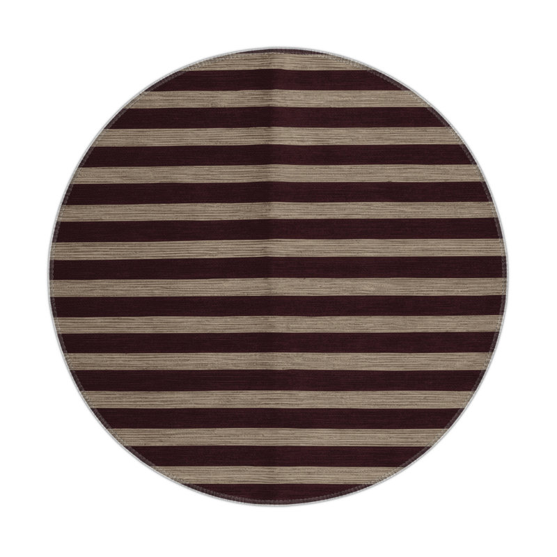 Tapis intérieur / extérieur rouge HorizontalStripes, Rond 5 pi
