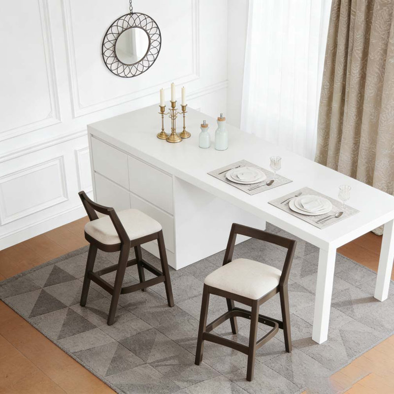 Tabouret d'intérieur en bois d'hévéa, Beige, brun foncé