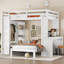 Lit superposé double TG / double, lit superposé en bois massif avec tablettes intégrées et garde-robe