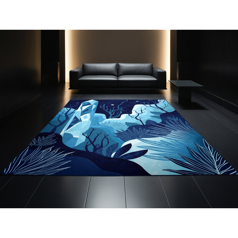 Tapis bleu moelleux doux et moelleux Vega Alien, 2 x 5