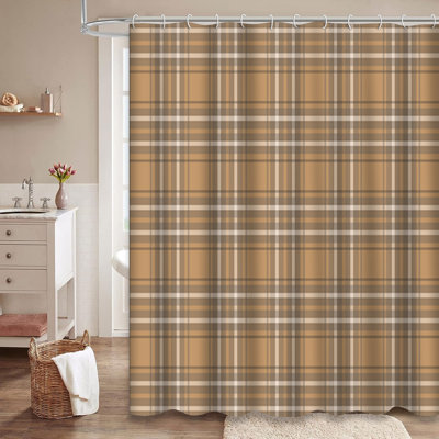 Celtic Plaid Scottish Tartan Abstract Art Shower Curtain with 12 Hooks