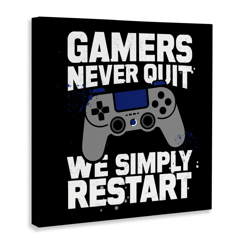 Toile Gamers Never Quit, toile de Kim Allen, H 24 po x l 24 po