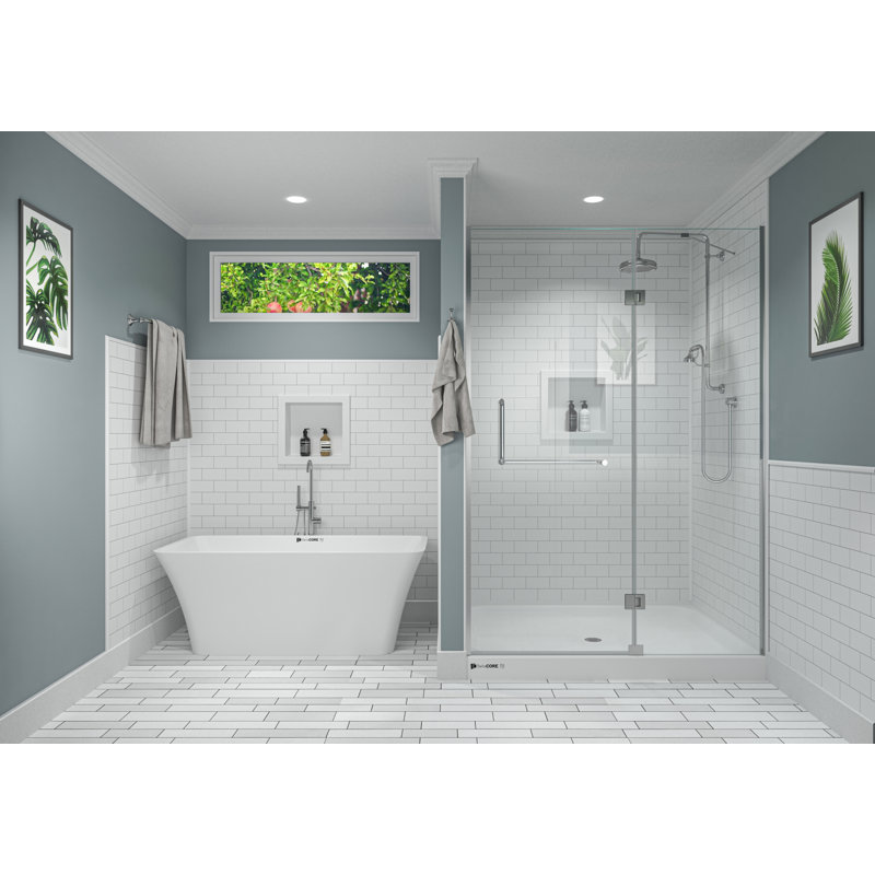 Bella CORE Poly Subway Tile 3 x 6" Poly Tub and Shower Surround 3 Wall up to 48D 48W x 48D x 96H