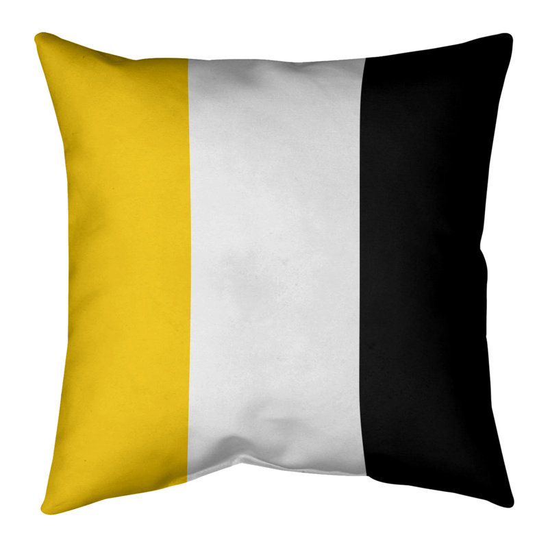 Coussin intérieur/extérieur Iowa, H 16 po x l 16 po, Blanc / Noir