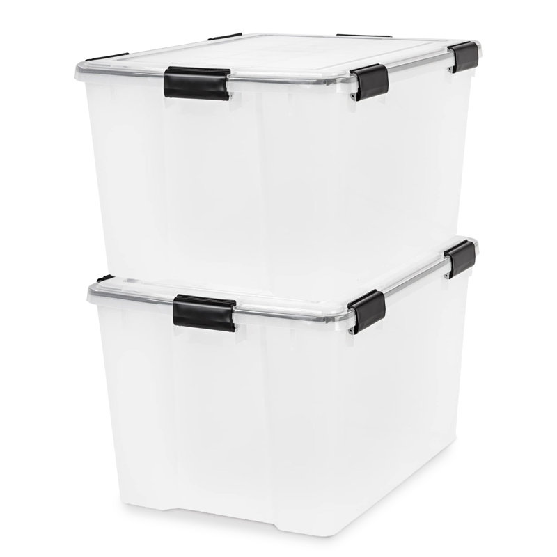  74 Qt Storage Bins Plastic Gasket Box with Tight Latching Lids, 2 Pack