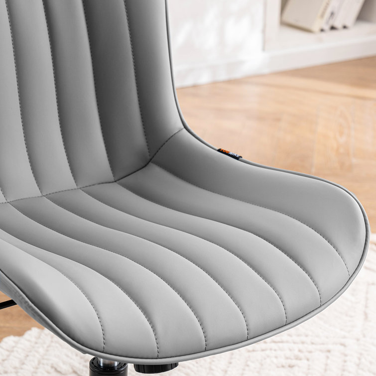 Latitude Run® Faux Leather Upholstered Home Office Desk Chair with Mid-back  Swivel Task Chair