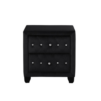 Black Wood 2 Bedside Table With Ample Storage Space For Bedroom Sleek Modern Drawer Cabinet In Finish