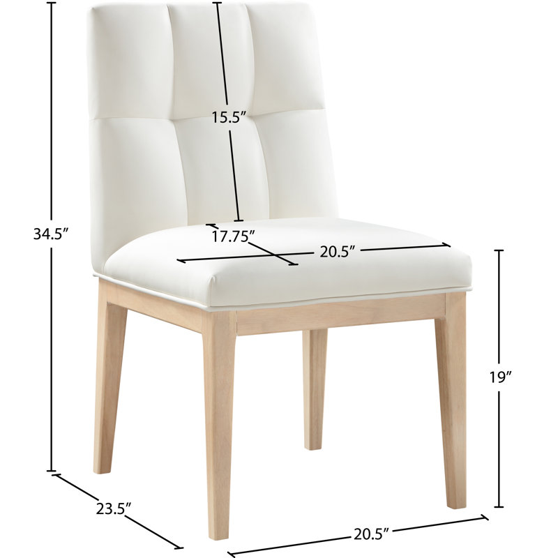 Adrian Vegan Leather Dining Side Chair, Cream Vegan Leather, Natural