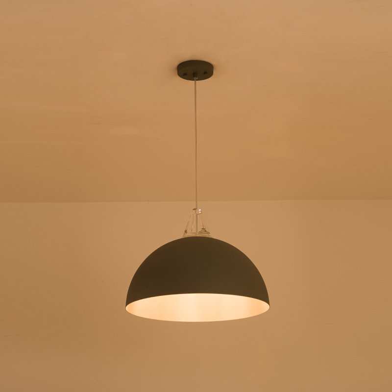 1-Light Simple Design Colorful Dome Pendant Light with Adjustable Height, Grey