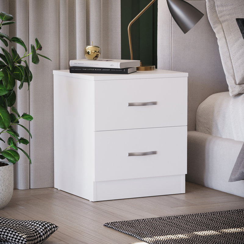 Maybery 2 Drawer Bedside Table, White