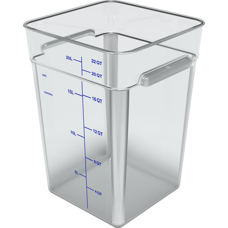 Contenant alimentaire en polycarbonate 22 pte carrés, Blanc, transparent