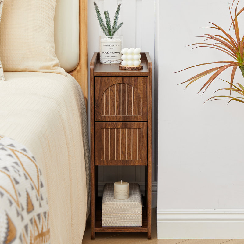 Ailey 2-Drawer Narrow Nightstand  (Set of 2), Brown, 2