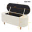 Repose-pieds élégant avec rangement en tissu Sherpa rembourré avec pieds en bois, banc de rangement pour chambre à coucher, salon, blanc-1129367642