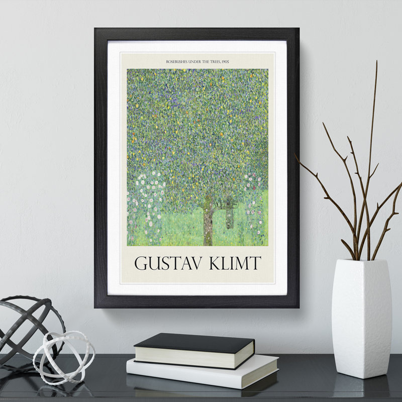 Rosebushes Under the Trees by Gustav Klimt - Picture Frame Graphic Art, 36cm H x 27cm W x 2cm D