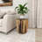 Ranier Brown Teak Wood Handmade Live Edge Tree Branch Side End Accent Table with Clear Glass Top