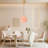 Pink Glass Flower Pendant Light With Brass Ceiling Plate, Includes Bulb
