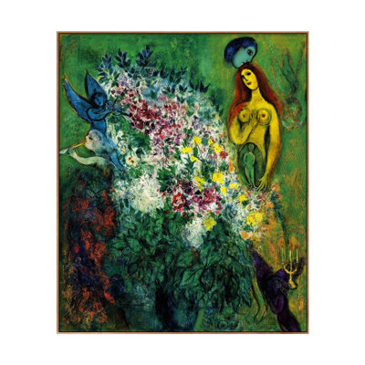 Art mural encadré sur toile avec amants et ange par Marc Chagall, décorations pour le bureau à domicile